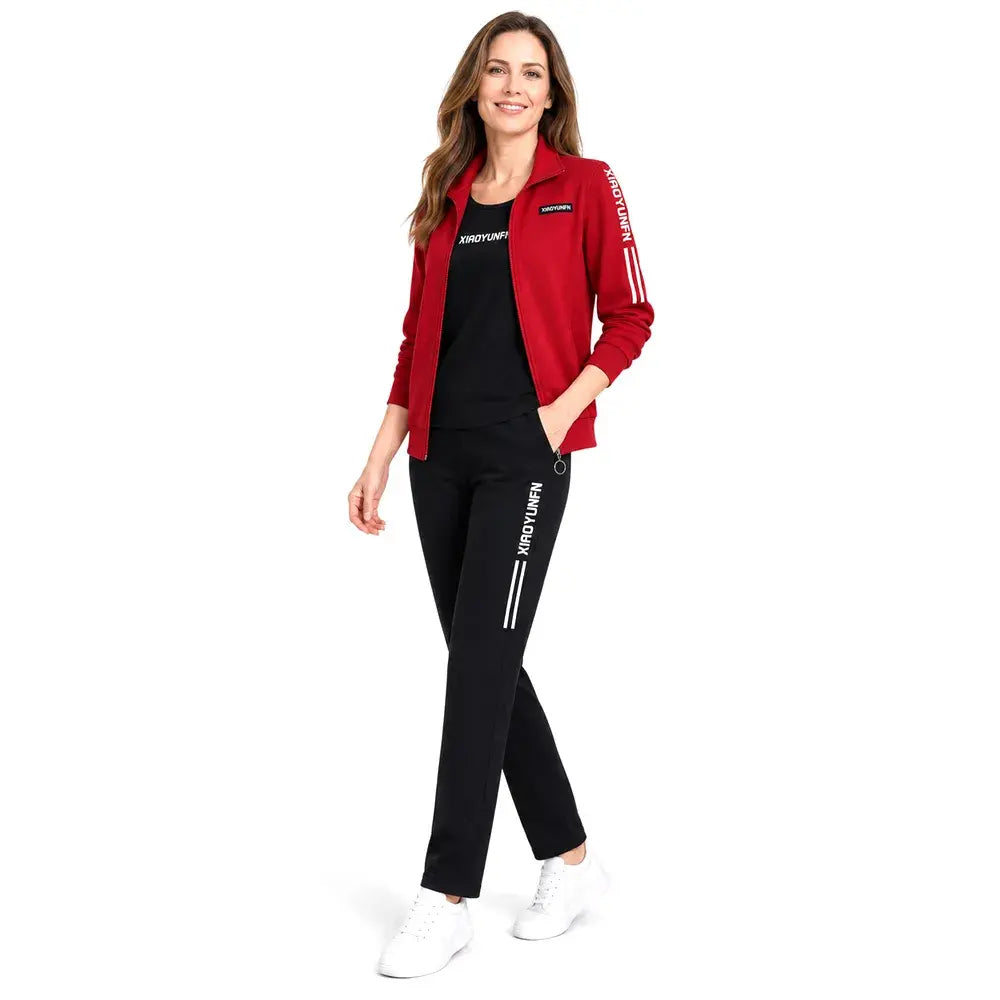 【Időkorlátozott 50% kedvezmény!】🌸 Elegancia és maximális kényelem! Elegáns 3 részes női szabadidőruha (cipzáras dzseki + póló + nadrág / Méretek: M–6XL)! ✨