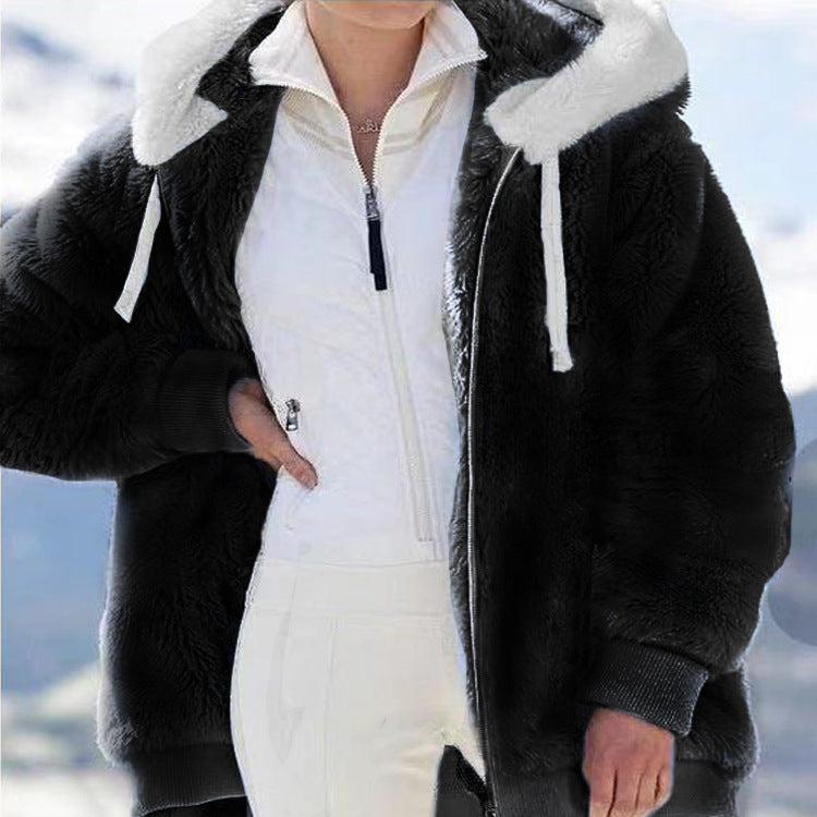 ☃️【Raktárkisöprés – Lenyűgöző 50% kedvezmény!】❄️【S-5XL】2026 Női őszi-téli laza, plüss cipzáras kapucnis kabát