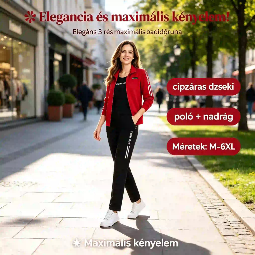 【Időkorlátozott 50% kedvezmény!】🌸 Elegancia és maximális kényelem! Elegáns 3 részes női szabadidőruha (cipzáras dzseki + póló + nadrág / Méretek: M–6XL)! ✨