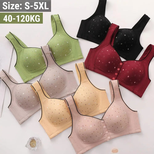 【50% kedvezmény!】😍【3 darabos csomag】Női merevítő nélküli melltartó elöl gombokkal 【40-120 kg】❤️Kényelmes antibakteriális természetes pamut