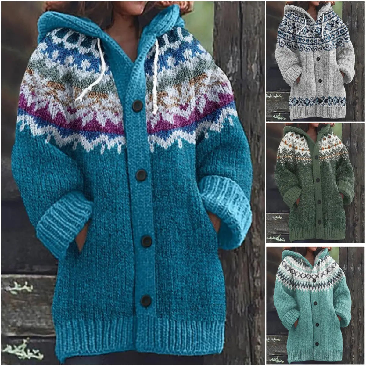 【Időszakosan 50% kedvezmény!】🔥🔥【S–5XL】✨Új, színes, kapucnis kötött kabát őszre/télre